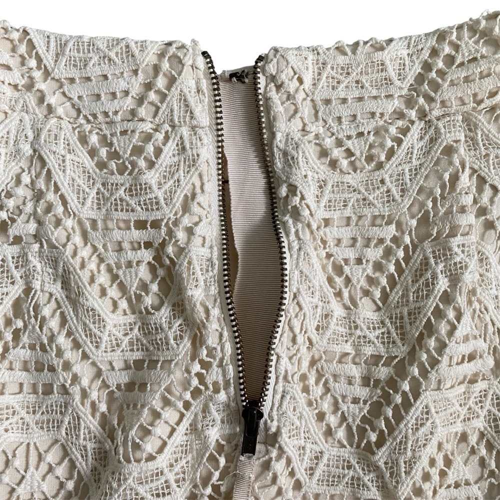 Maeve x Anthropologie Crochet Pencil Skirt Ivory Fringe 8P Petite Boho Coastal - Picture 7 of 13